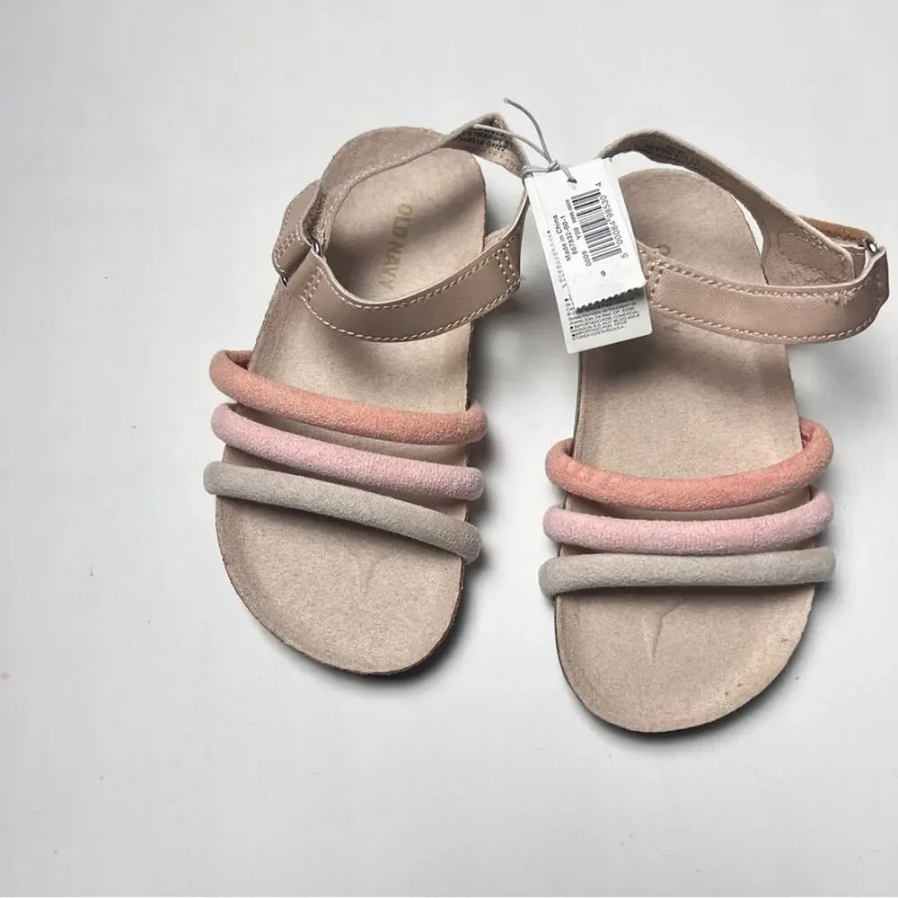 Old Navy Toddler Girl Tripe Strap Multi-color Cross-Strap Sandals Sz 9 NWT